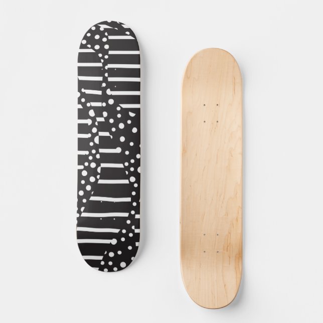 Skate Pontos e tiras 2 em branco a preto (Frente)