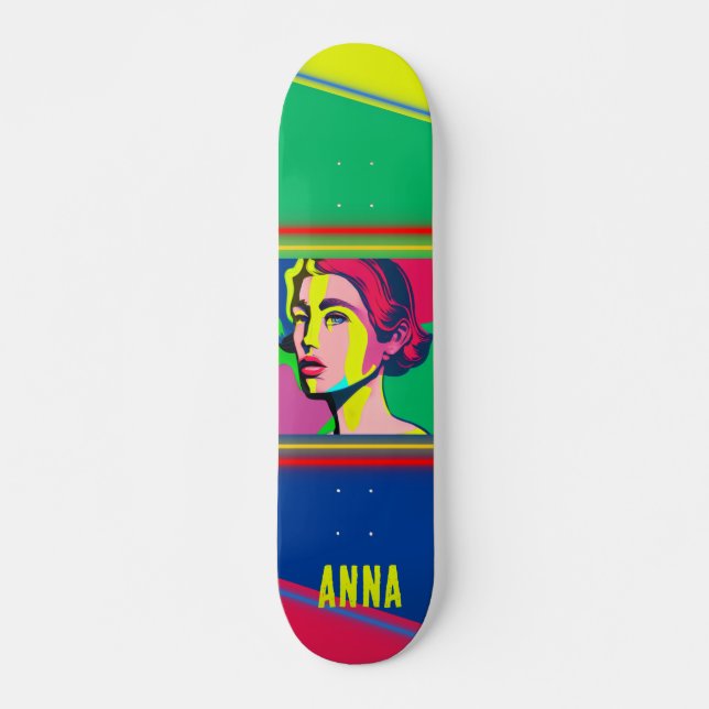 Skate Pop de Arte Colorida Quadro Personalizado (Frente)