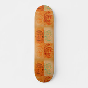 Skate Pop de Arte Laranja Deco Cabeça de Pedra