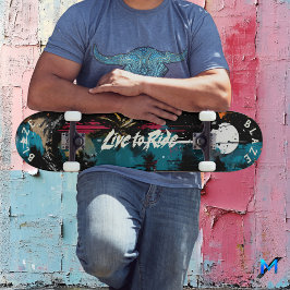 Skate Pop de arte tropical noturna - Live to Ride Motto