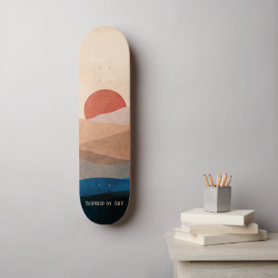 Skate Pôr do sol nas montanhas, Arte em Aquarela