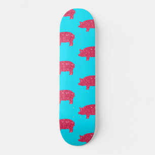 Skate Porky Pig Silhouette Rosa Glitter Girly Fazenda