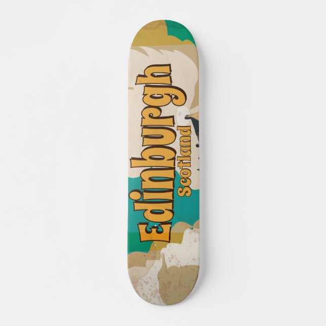 Skate Poster de Viagens vintage de Edimburgo (Frente)