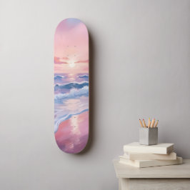 Skate Praia de Algodão Doce | Pintura de Ondas do Oceano