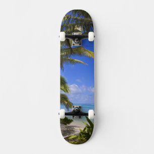 Skate Praia ladeada por palmeiras Ilhas Cook 2