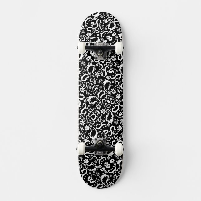 Skate preto branco requintado padrão indiano (Frente)