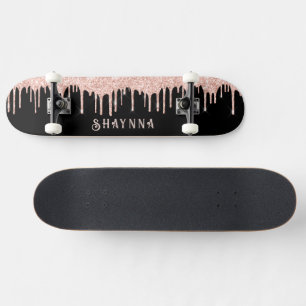 Skate Preto com Glitter Rosa Personalizado