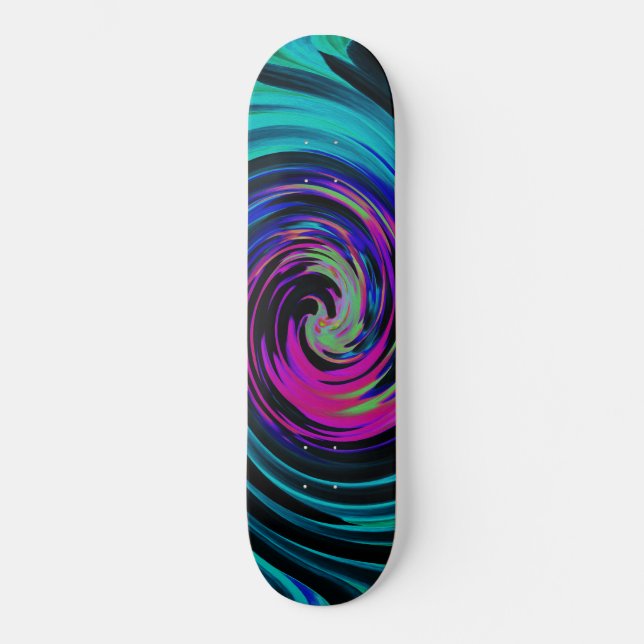 Skate Preto Dramático e Turquesa Abstrato Retro Torção (Frente)