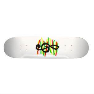 Skate Preto gráfico do Clef de triplo com verde amarelo