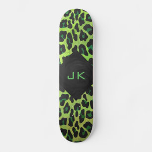 Skate Preto-leopardo e Verde com Monograma