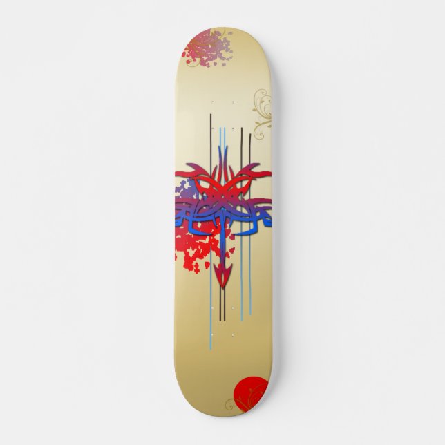 skate projetado por tatuagem colorida (Frente)