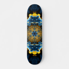 Skate Psicodélica Flor Azul Amarelo e Laranja