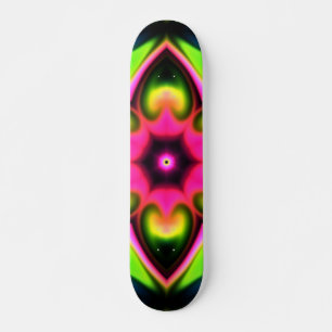 Skate Psicodélica Flor Hipopótamo Rosa Amarelo e Verde