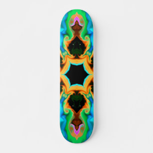 Skate Psicodélica Hippie Teal Laranja e Preto