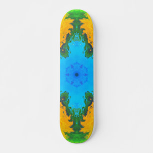 Skate Psicodélico Azul Hippie Amarelo e Verde