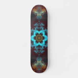 Skate Psicodélico Flor Azul, Vermelho e Amarelo