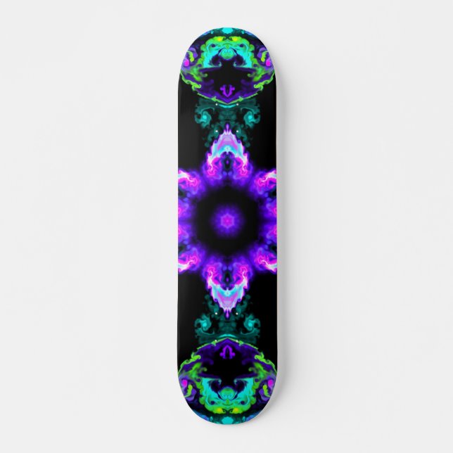 Skate Psicodélico Flor Roxo Teal e Preto (Frente)