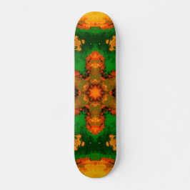 Skate Psicodélico Mandala Flor Verde Laranja e Amarelo