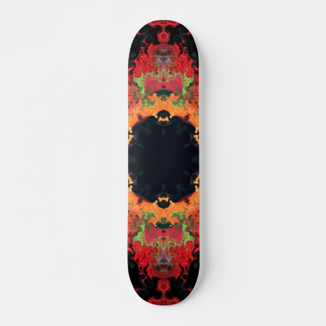 Skate Psicodélico Mandala Flor Vermelho Laranja e Verde (Frente)