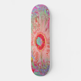 Skate Psicodélico Retro Coral Arco-Íris Hibiscus