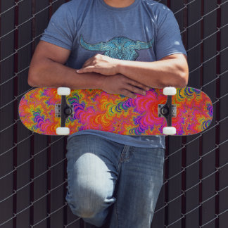 Skate Psychedelic Funky Hippie Boho Neon Rainbow Fractal