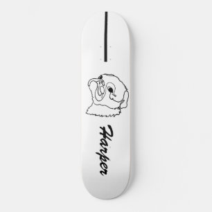 Skate Pug de Arte de Linha Personalizável