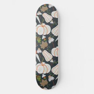 Skate Pumpkin seamless pattern floral black and white