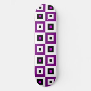 Skate Quadrados Xadrez Roxo Preto e Branco