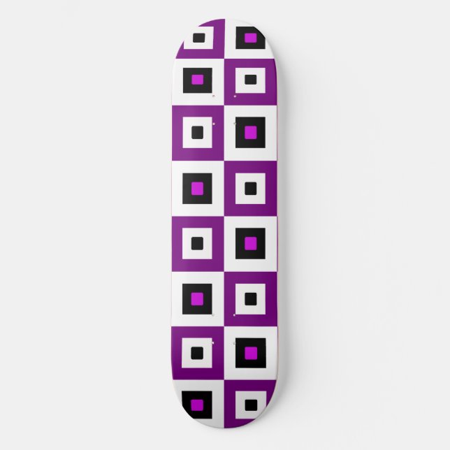 Skate Quadrados Xadrez Roxo Preto e Branco (Frente)