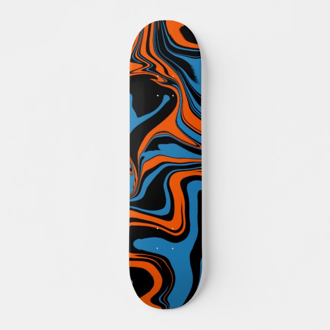 Skate Quadro de bordo azul-laranja-Abstrato preto (Frente)