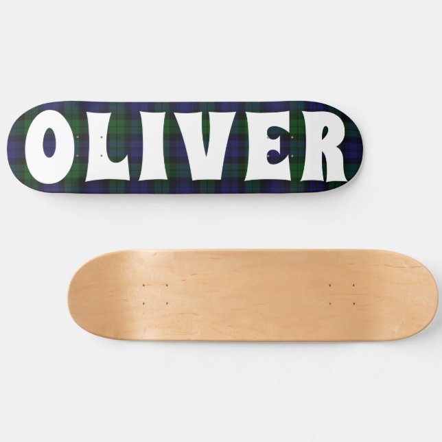 Skate quadro de controlo de tartã escocês azul e verde (Horz)