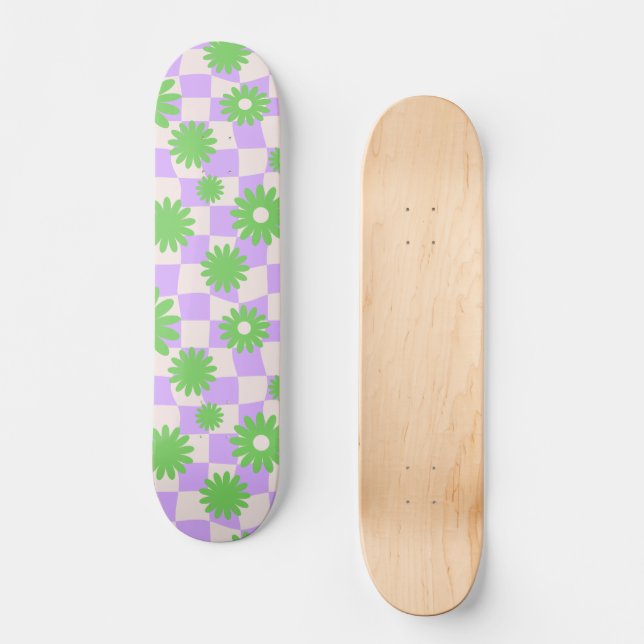 Skate Quadro de controlo do Groovy Daisy Floral, Y2K 90s (Frente)