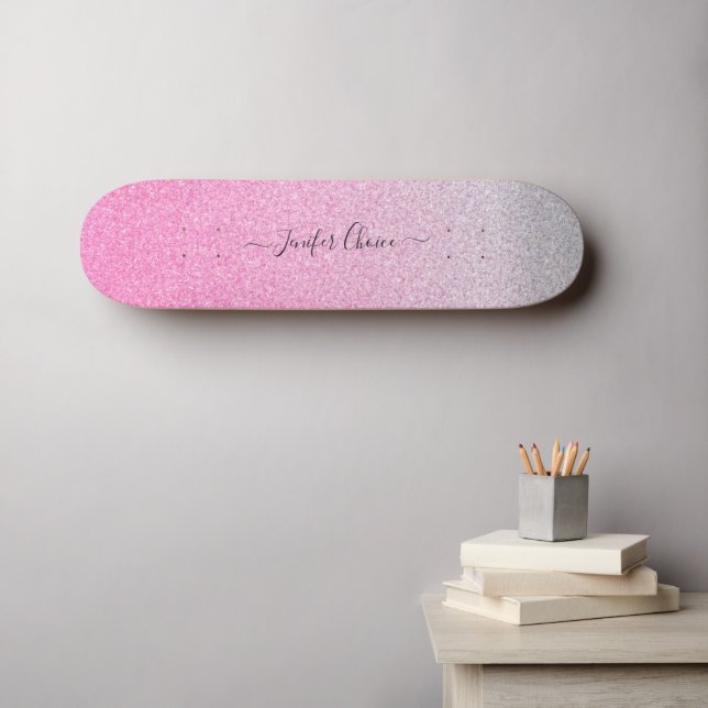 Skate Quadro de navegação com nome personalizado Glitter (Arte de parede (Horz))