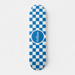 Skate Quadro de Verificação de Nome Personalizado Azul e