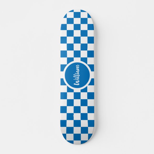 Skate Quadro de Verificação de Nome Personalizado Azul e (Frente)
