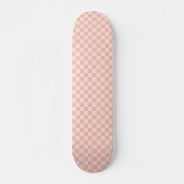 Skate Quadro de verificação rosa e creme (Frente)