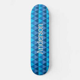 Skate Quadro Personalizado - Triângulos Geométricos Az