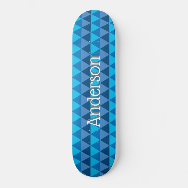 Skate Quadro Personalizado - Triângulos Geométricos Azui (Frente)