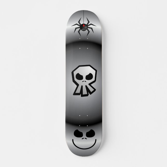 Skate Que pesadelo! Crânio e aranhas pretos do gótico (Frente)
