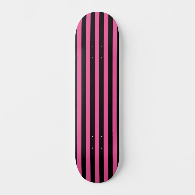 Skate Quente rosa-quente chic e vertical preto riscado (Frente)