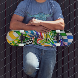 Skate Rainbow Checkerboard & Stripe Digital Art