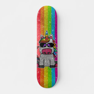 Skate Rainbow Glitter Unicorn Sparkles Dourados Sparkles