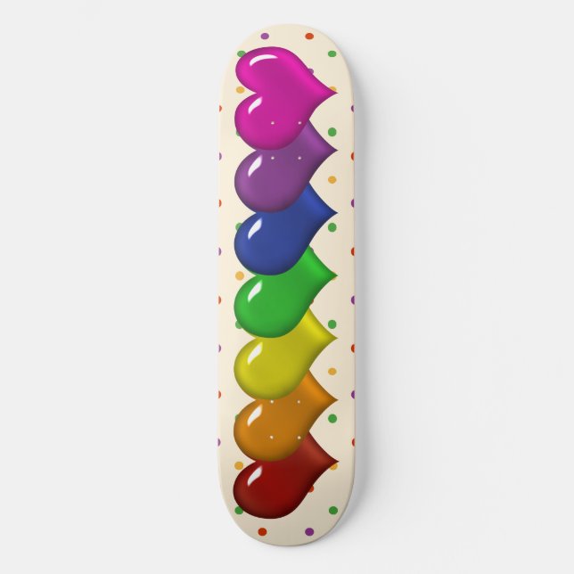 Skate Rainbow Hearts and Bolinhas Girls Skatedeck (Frente)