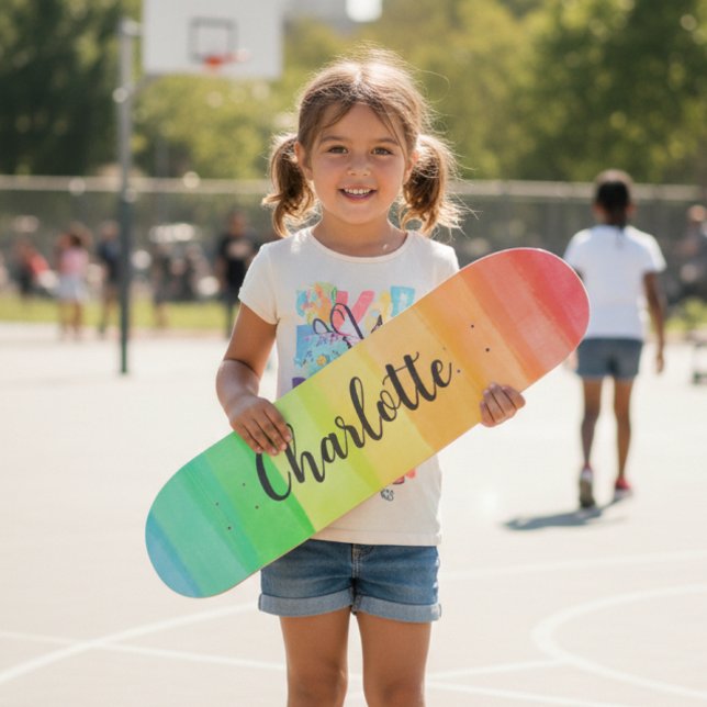 Skate Rainbow Stripes Custom Personalized Name (Criador carregado)