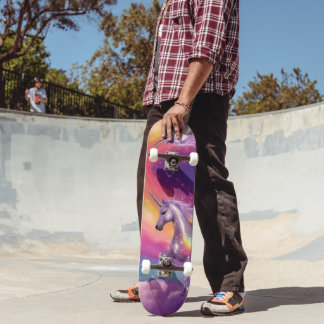 Skate Rainbow White Unicorn Fantasy Sunset Clouds Sky