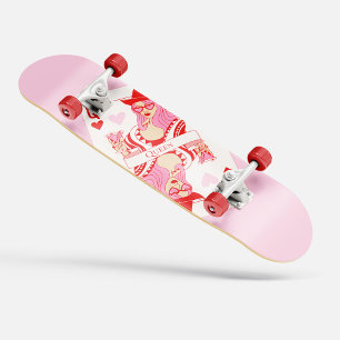 Skate rainha dos corações cor-de-rosa