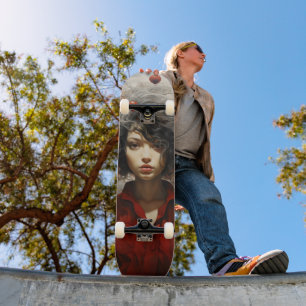 Skate Rapariga na Arte Moderna Vermelha