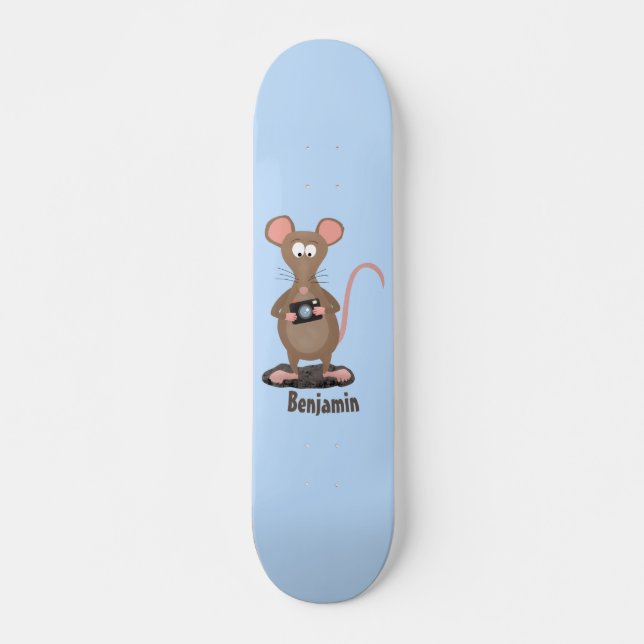 Skate Rato engraçado com ilustração de desenho animado c (Frente)