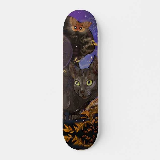 Skate Raven Winged Autumn Magic Cat (Frente)