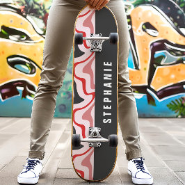 Skate Red And Black Retro Moderno Redemoinho Mármore Abs